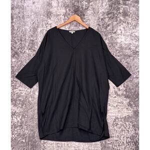 Ali Golden Dress One Size Womens Black Raw Silk Short Sleeve Tunic Mini